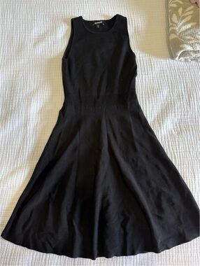 Express Black Sleeveless Fit-and-Flare Midi Dress